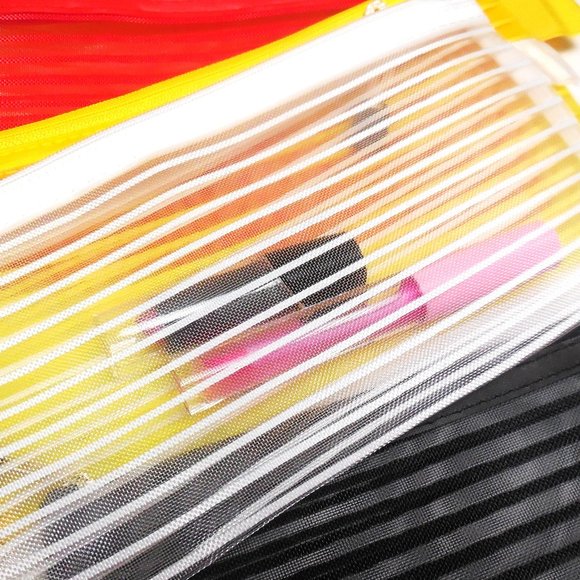 Cosmetic Pouch set of 5 travel makeup toiletry bag see-through 9" x 4.5" - Picture 4 of 7